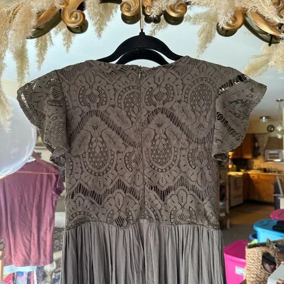 Joyfolie / Mia Joy “Macy” Dress in Olive - Girls Lace Maxi Dress - Picture 6 of 9